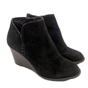 Lucky Brand Faux Black Suede Heeled Ankle Booties Size 8